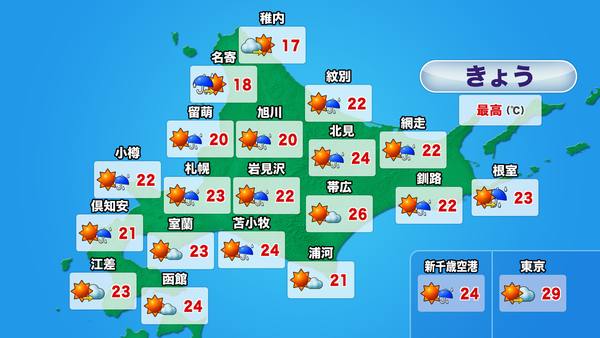 【きょうの天気】前線通過で大気不安定、道内は局地的な雷雨に注意　サムネイル